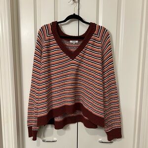 Madewell Striped V Neck Sweater